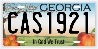 GA license plate CAS1921