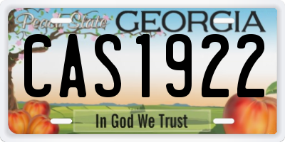 GA license plate CAS1922