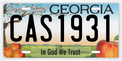 GA license plate CAS1931