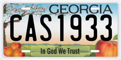 GA license plate CAS1933