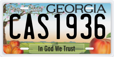 GA license plate CAS1936