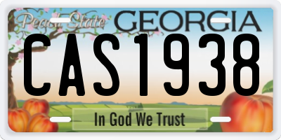 GA license plate CAS1938