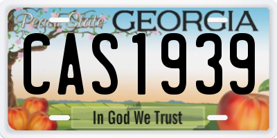GA license plate CAS1939