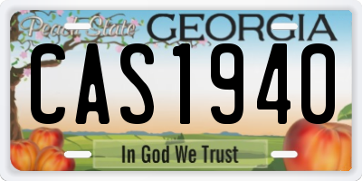 GA license plate CAS1940