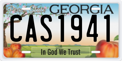 GA license plate CAS1941