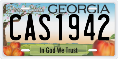 GA license plate CAS1942