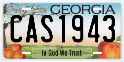 GA license plate CAS1943