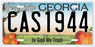 GA license plate CAS1944