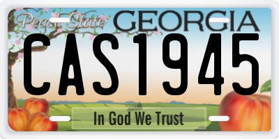 GA license plate CAS1945