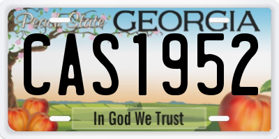 GA license plate CAS1952