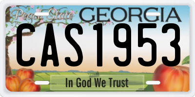 GA license plate CAS1953