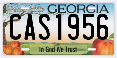 GA license plate CAS1956