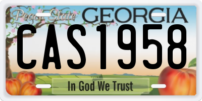 GA license plate CAS1958