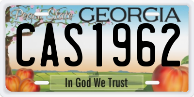 GA license plate CAS1962
