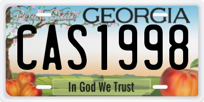 GA license plate CAS1998