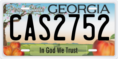 GA license plate CAS2752