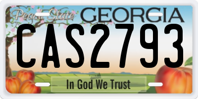 GA license plate CAS2793