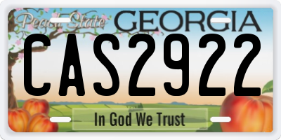 GA license plate CAS2922