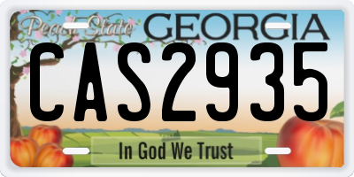GA license plate CAS2935
