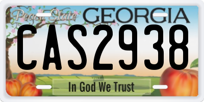GA license plate CAS2938