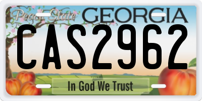 GA license plate CAS2962