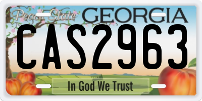 GA license plate CAS2963