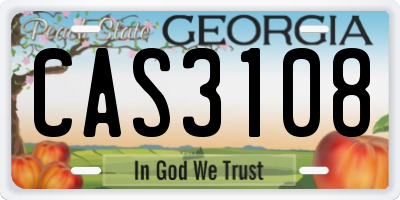 GA license plate CAS3108