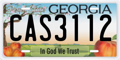 GA license plate CAS3112