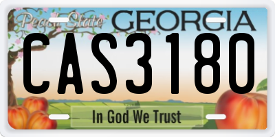 GA license plate CAS3180