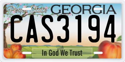 GA license plate CAS3194