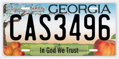 GA license plate CAS3496