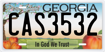 GA license plate CAS3532