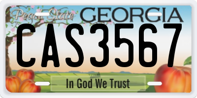 GA license plate CAS3567