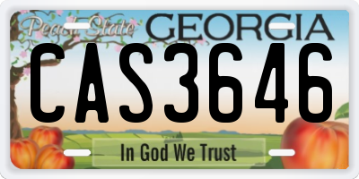 GA license plate CAS3646