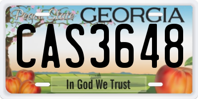 GA license plate CAS3648