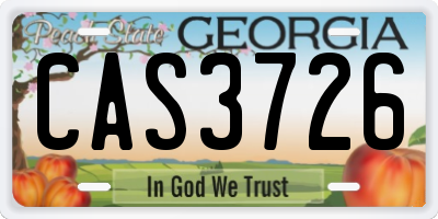 GA license plate CAS3726
