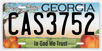 GA license plate CAS3752