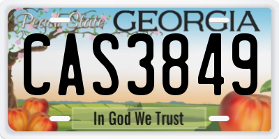 GA license plate CAS3849