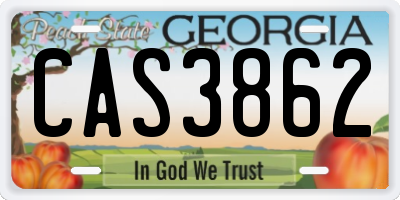 GA license plate CAS3862