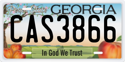 GA license plate CAS3866