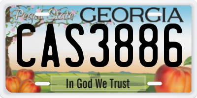 GA license plate CAS3886