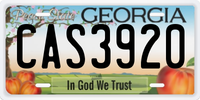 GA license plate CAS3920