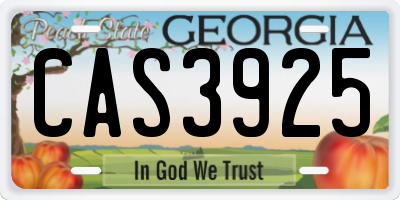 GA license plate CAS3925