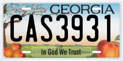 GA license plate CAS3931