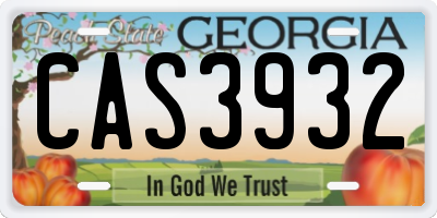 GA license plate CAS3932