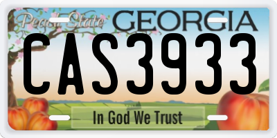 GA license plate CAS3933