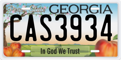 GA license plate CAS3934