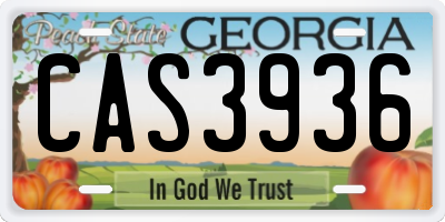 GA license plate CAS3936