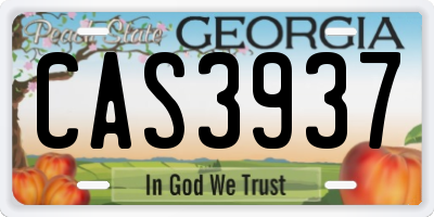 GA license plate CAS3937
