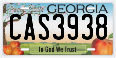 GA license plate CAS3938